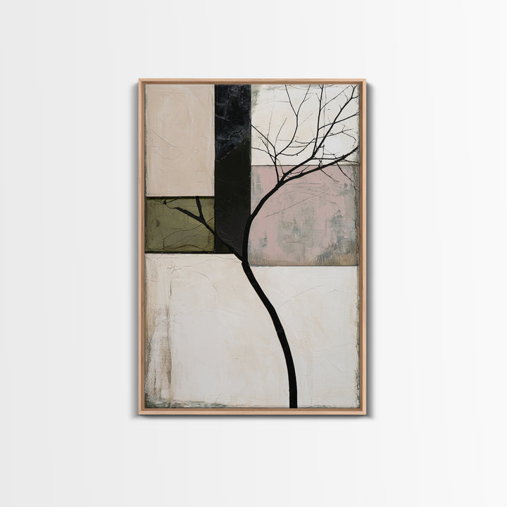 Single Black Branch on Warm White Background Canvas Print, Scandinavian Art, Digital Wall Art, Living Room Decor, Nordic, SCA-2x3-52