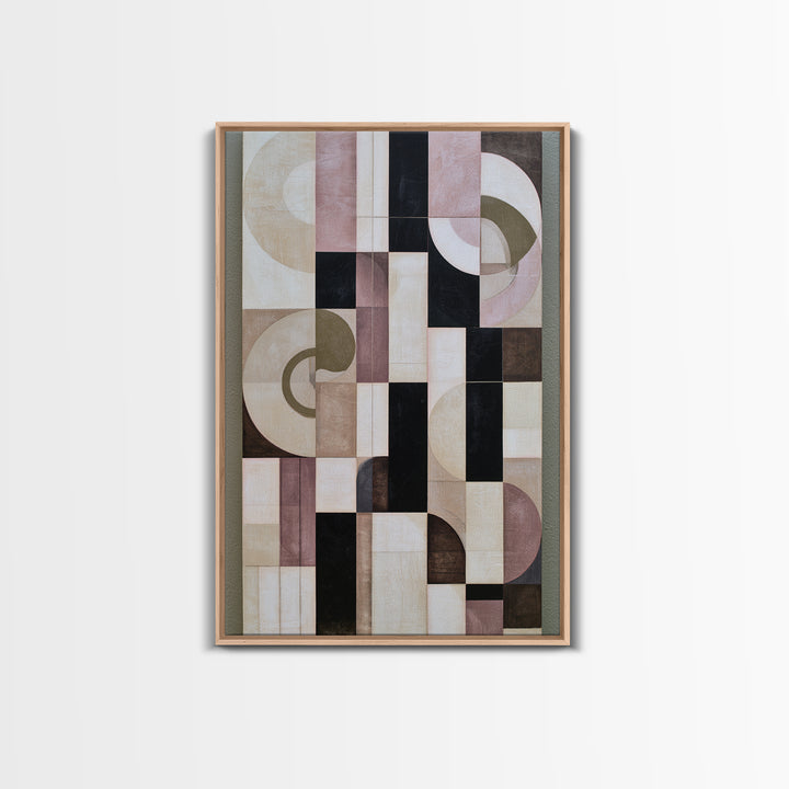 Soft Beige Geometric Abstraction Framed Canvas Print, Scandinavian Art, Living Room Wall Art, Living Room Decor, Abstract Art, SCA-2x3-59