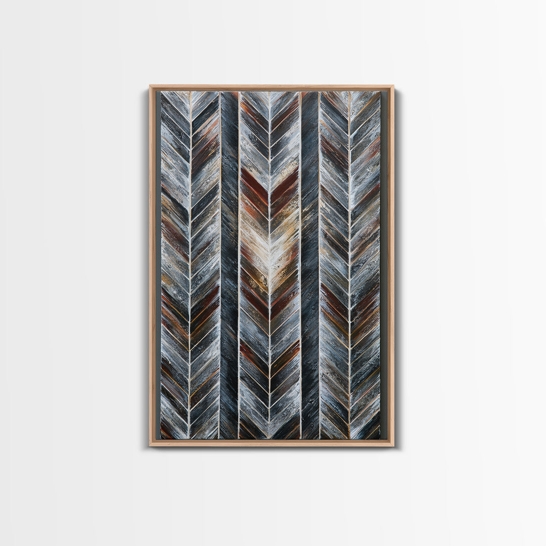 Herringbone Monochrome Pattern Framed Canvas Print, Scandinavian Art, Decor, Living Room Decor, Fine Art, Nordic, Printable Art, SCA-2x3-6
