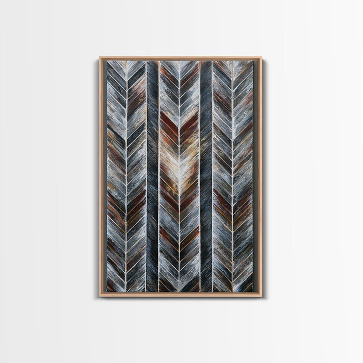 Herringbone Monochrome Pattern Framed Canvas Print, Scandinavian Art, Decor, Living Room Decor, Fine Art, Nordic, Printable Art, SCA-2x3-6