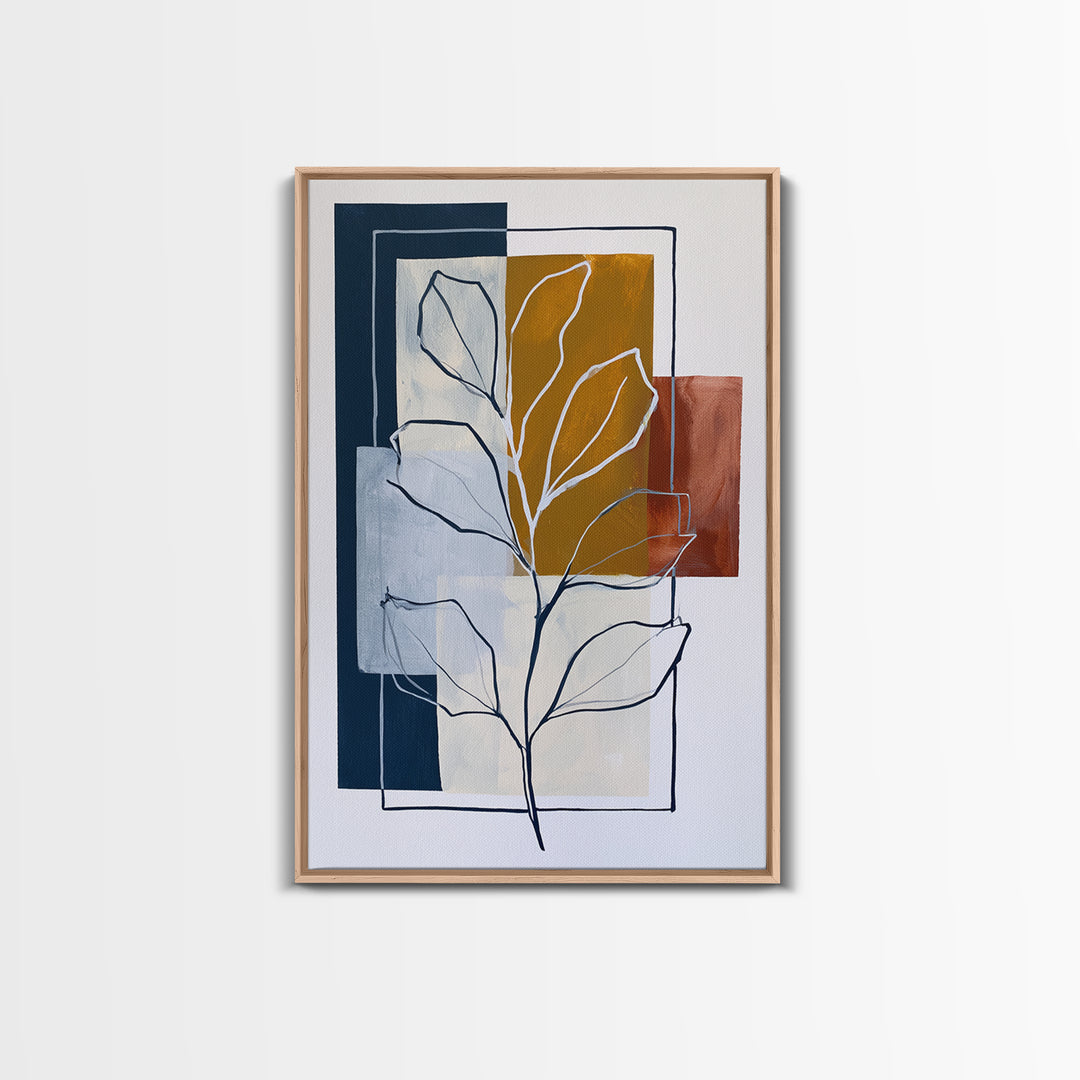 Pale Oak Botanical Line Drawing Canvas Print, Scandinavian Art, Boho Decor, Living Room Decor, Fine Art, Nordic, Luxury Decor, SCA-2x3-61