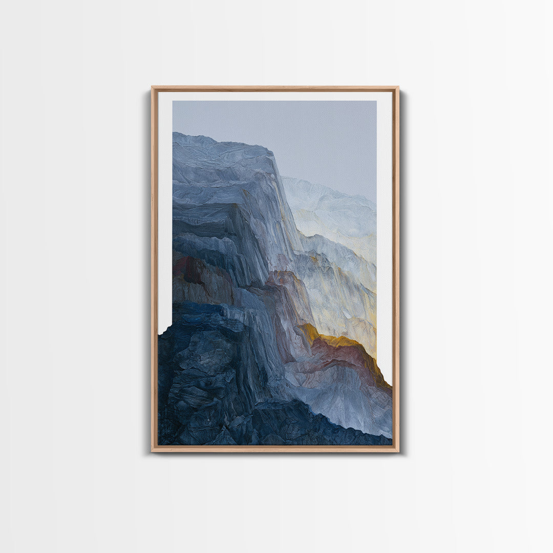 Muted Mountain Layers Framed Canvas Print, Scandinavian Art, Abstract Art, Living Room Decor, Nordic, Abstract Painting, SCA-2x3-64
