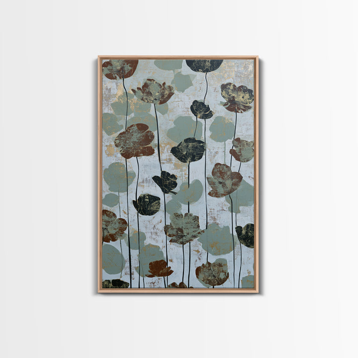 Minimal Meadow Flowers Canvas Print, Scandinavian Art, Large Wall Art, Living Room Decor, Nordic, Living Room Wall Art, SCA-2x3-66