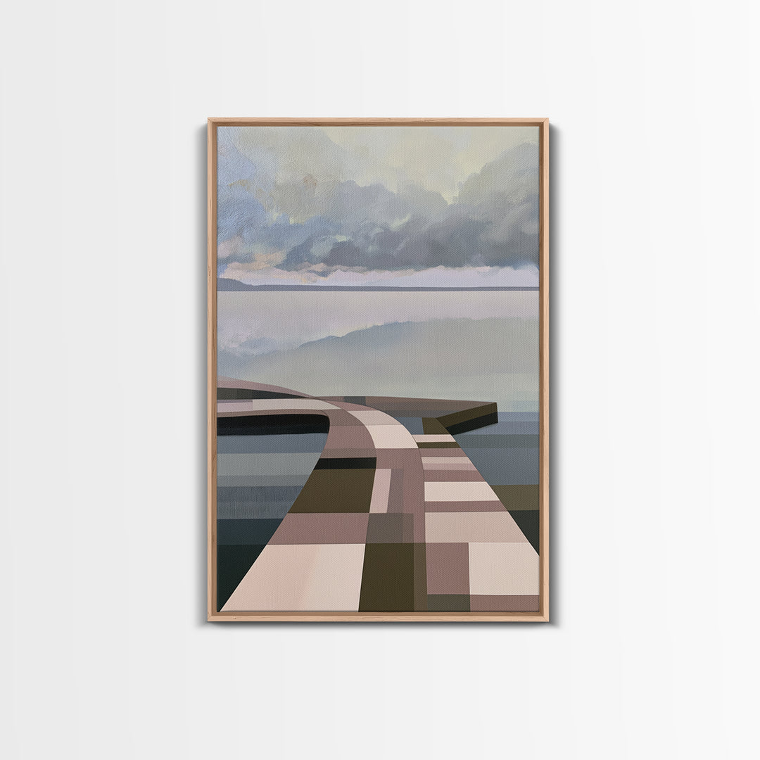 Calm Lake Dock Canvas Print, Scandinavian Art, Modern Art, Living Room Decor, Oil Painting, Nordic, Contemporary Art, SCA-2x3-71