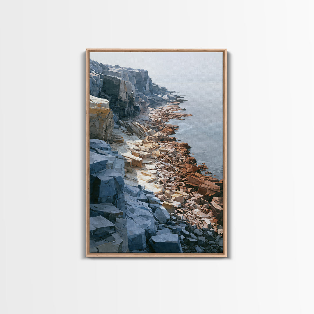Quiet Coastal Rocks and Gray Sea Canvas Print, Scandinavian Art, Canvas Print, Living Room Decor, Fine Art, Nordic, SCA-2x3-79