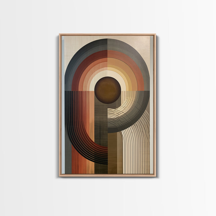 Minimal Sun over Pine Forest Framed Canvas Print, Scandinavian Art, Abstract Painting, Living Room Decor, Fine Art, Nordic, SCA-2x3-97