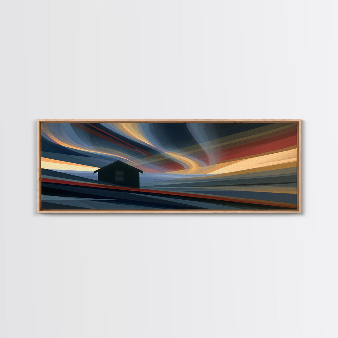 Simple Black House Shape Framed Canvas Print, Scandinavian Art, Contemporary Art, Living Room Decor, Abstract Art, Nordic, SCA-3x1-23