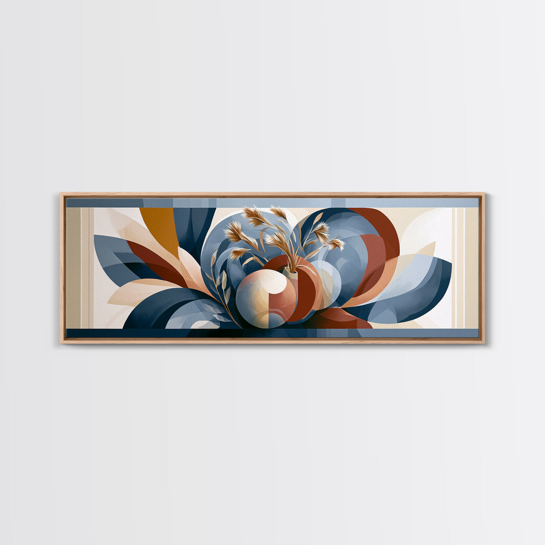Ceramic Vase with Dried Grasses Canvas Print, Scandinavian Art, Floral Wall Art, Living Room Decor, Oil Painting, Nordic, SCA-3x1-29