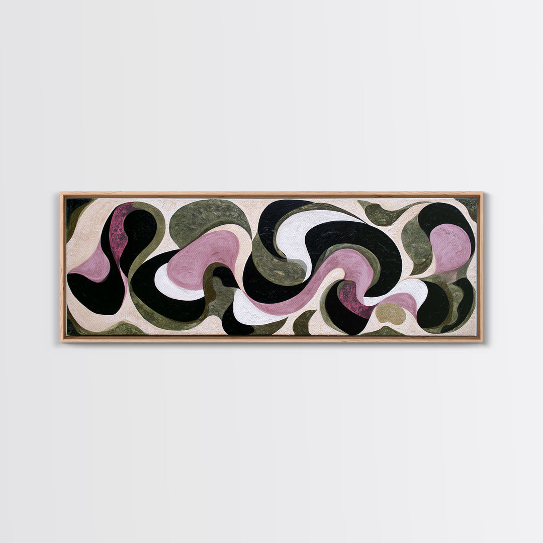 Simple Mushroom and Moss Forest Study Framed Canvas Print, Scandinavian Art, Textured Painting, Living Room Decor, Nordic, SCA-3x1-64