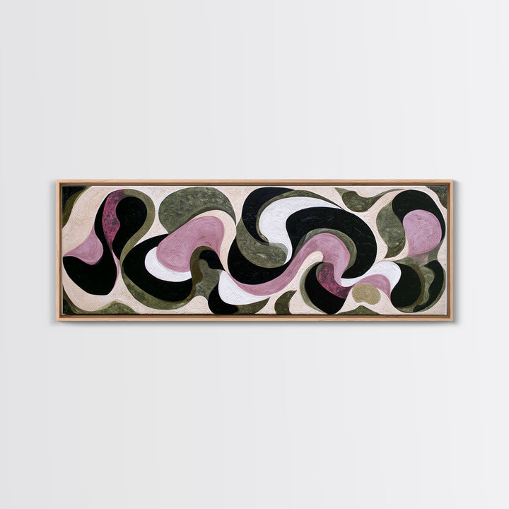 Simple Mushroom and Moss Forest Study Framed Canvas Print, Scandinavian Art, Textured Painting, Living Room Decor, Nordic, SCA-3x1-64