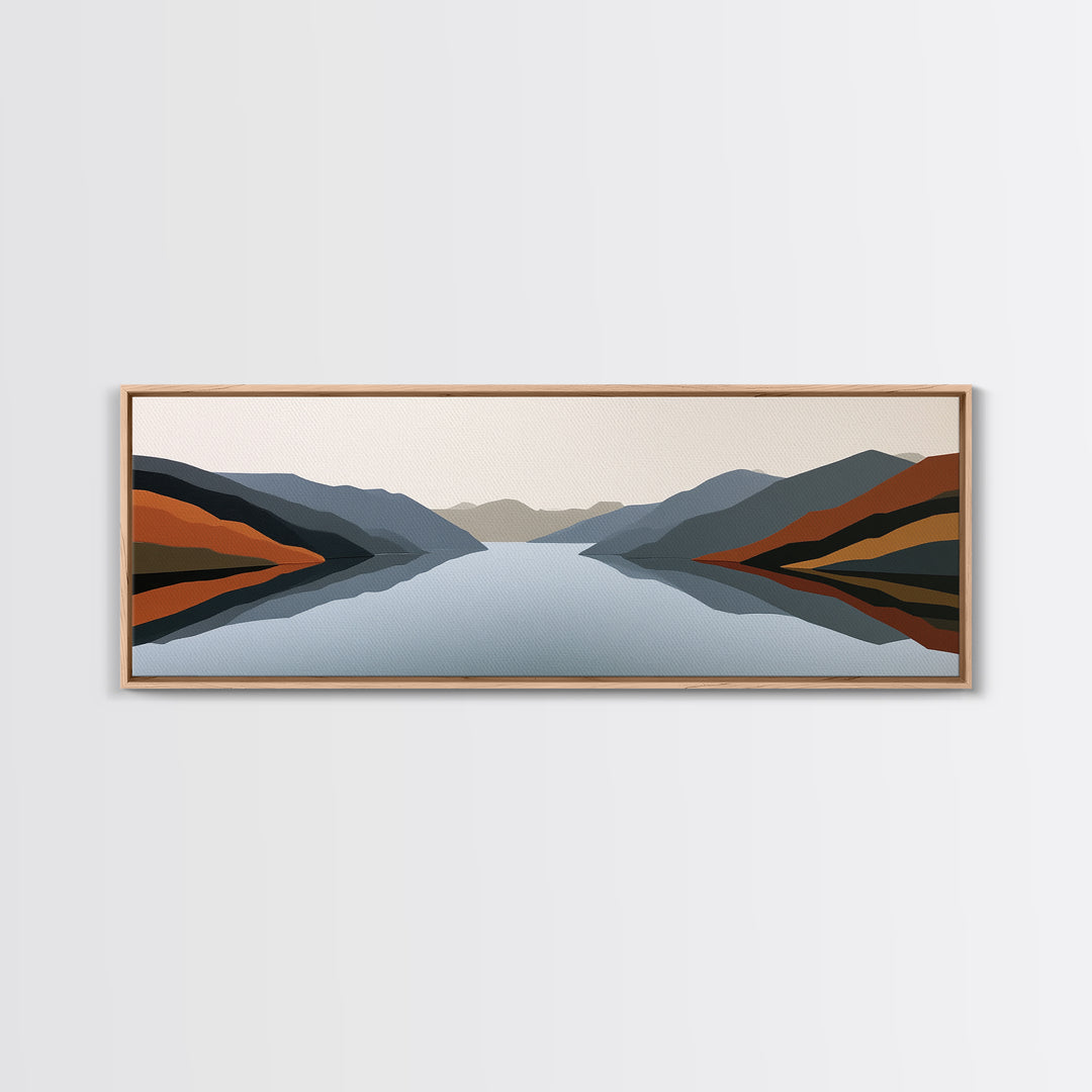 Minimal Fjord Landscape Canvas Print, Scandinavian Art, Boho Decor, Living Room Decor, Fine Art, Nordic, Luxury Decor, SCA-3x1-66