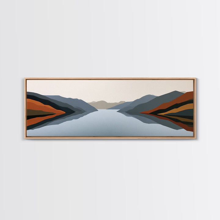 Minimal Fjord Landscape Canvas Print, Scandinavian Art, Boho Decor, Living Room Decor, Fine Art, Nordic, Luxury Decor, SCA-3x1-66