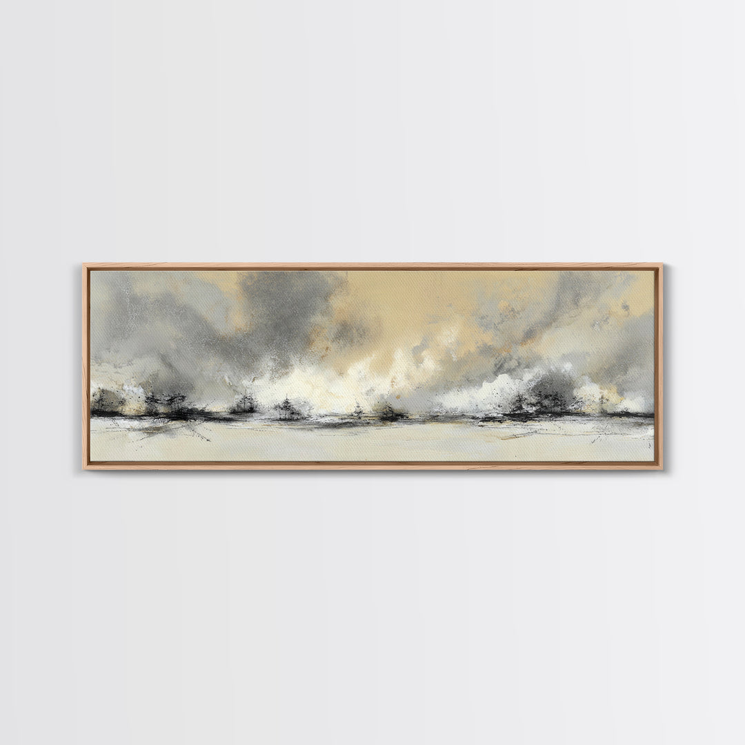 Soft Beige Geometric Abstraction Framed Canvas Print, Scandinavian Art, Canvas Art, Living Room Decor, Fine Art, Nordic, SCA-3x1-67