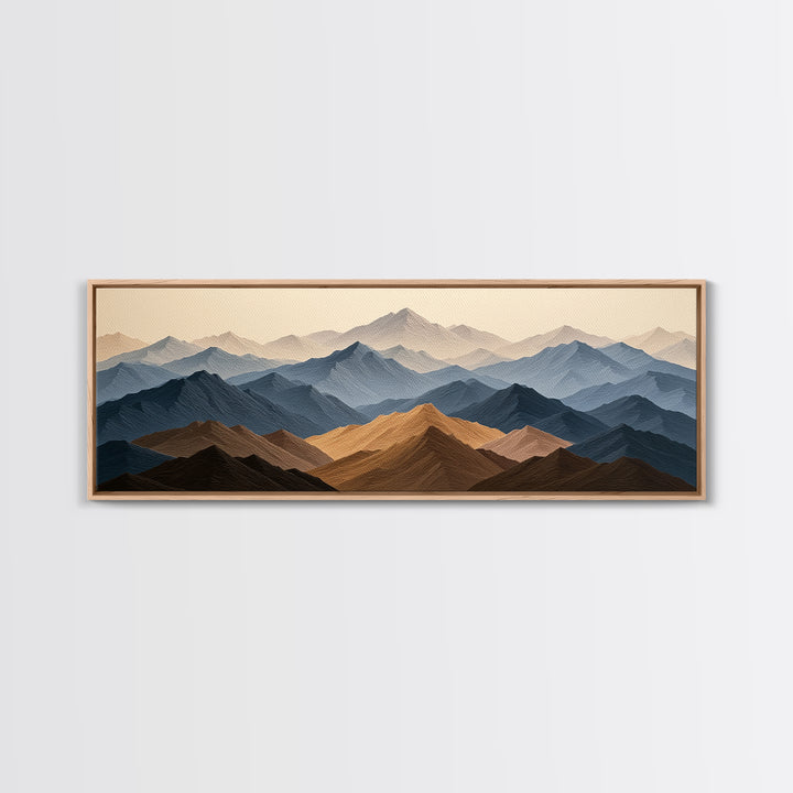 Muted Mountain Layers Framed Canvas Print, Scandinavian Art, Decor, Living Room Decor, Fine Art, Nordic, Printable Art, SCA-3x1-72
