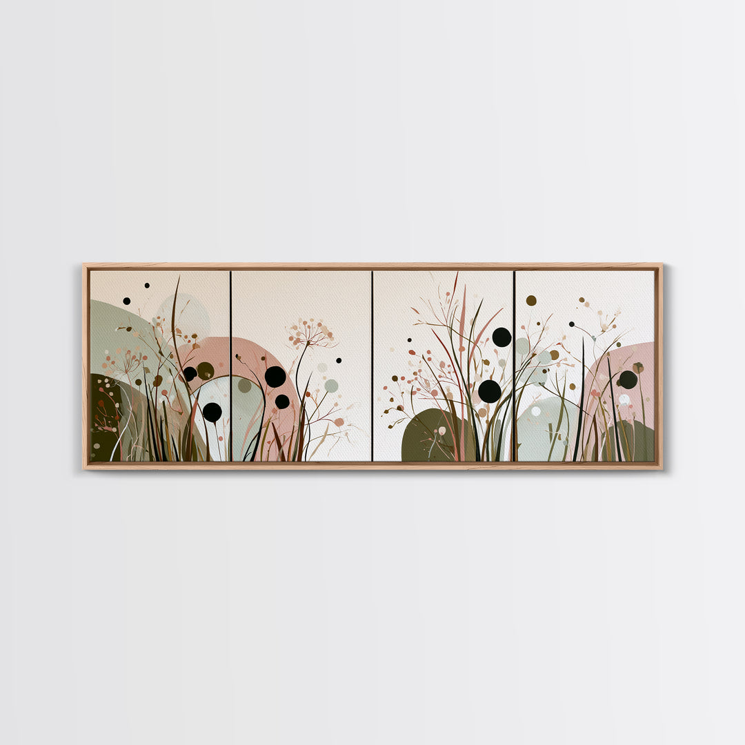 Minimal Meadow Flowers Framed Canvas Print, Scandinavian Art, Living Room Wall Art, Living Room Decor, Fine Art, Nordic, SCA-3x1-74
