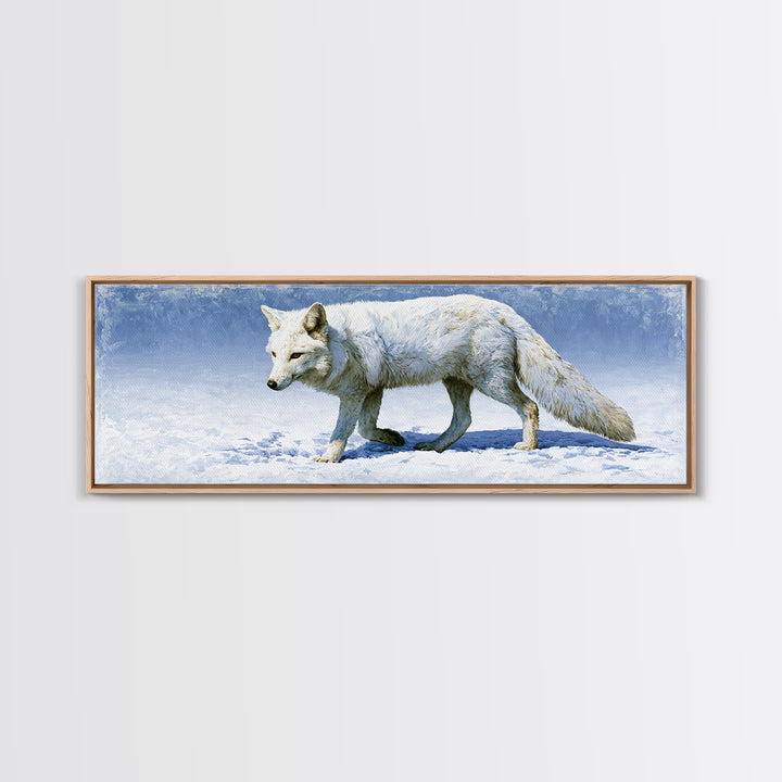 White Fox in Quiet Snow Canvas Print, Scandinavian Art, Art Print, Living Room Decor, Fine Art, Nordic, Farmhouse Decor, SCA-3x1-76