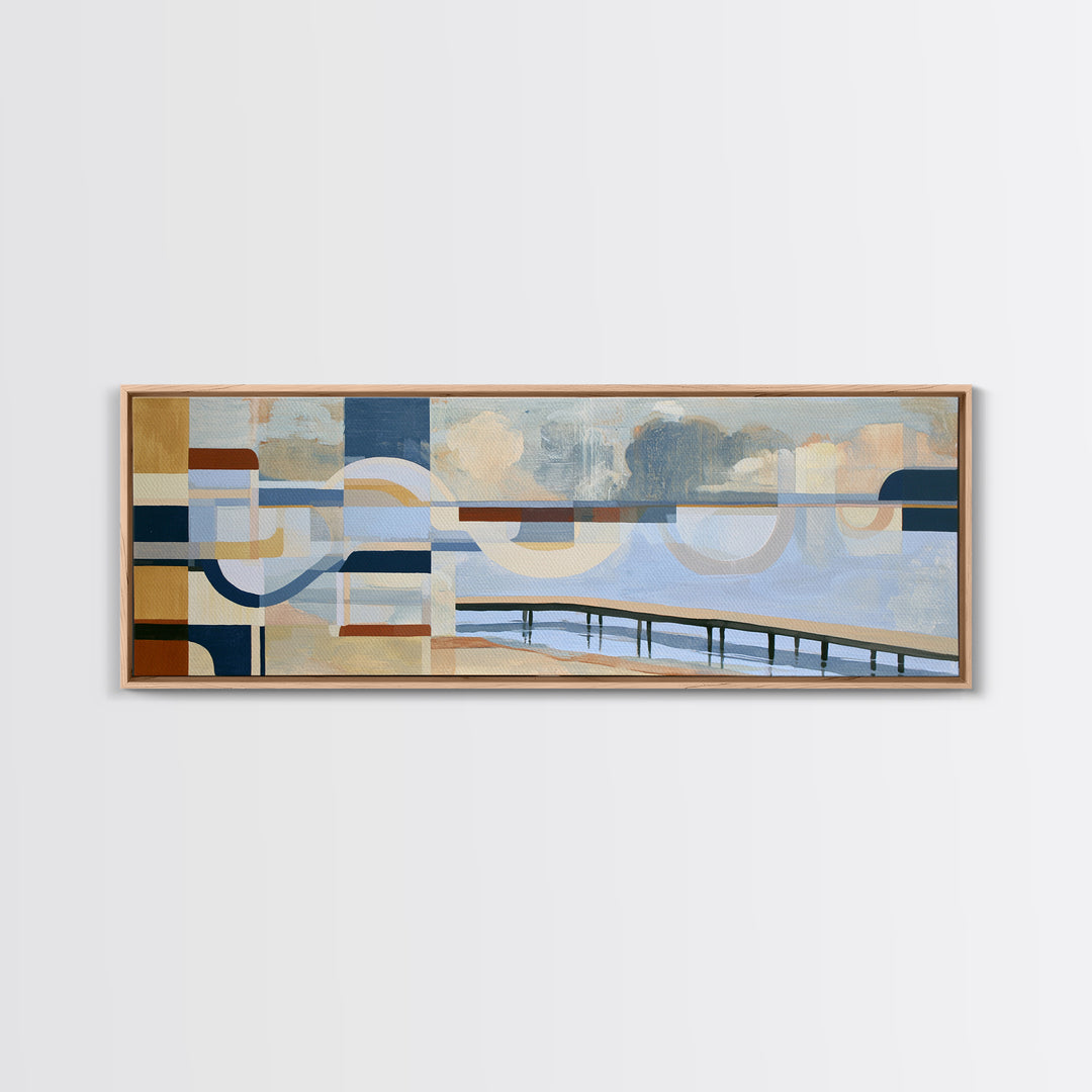 Calm Lake Dock Framed Canvas Print, Scandinavian Art, Living Room Decor, Fine Art, Nordic, Gallery Decor, Neutral Decor, SCA-3x1-79
