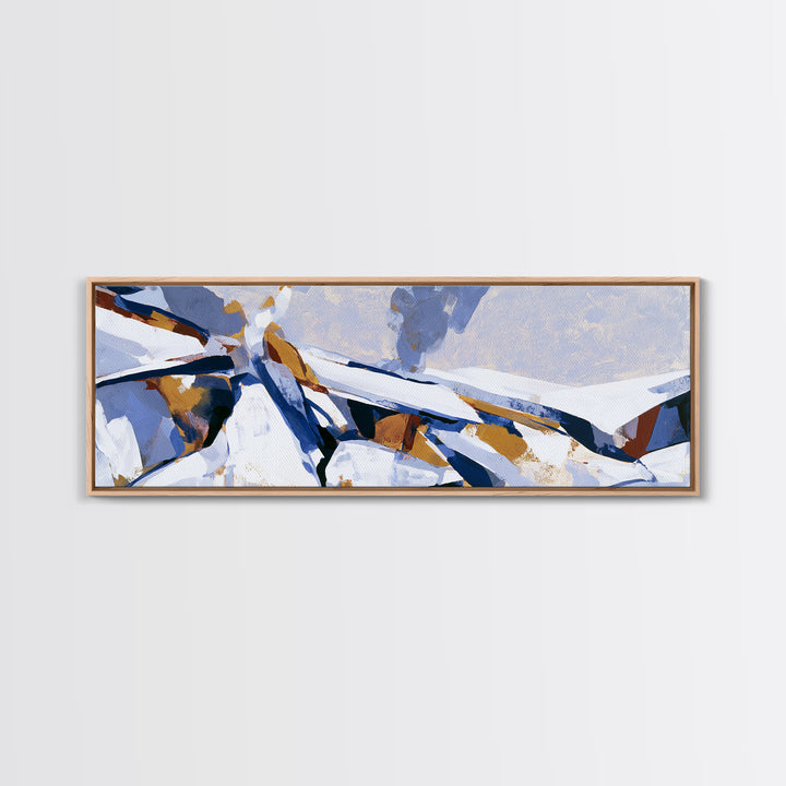 Winter Cabin Smoke Framed Canvas Print, Scandinavian Art, Modern Wall Art, Living Room Decor, Nordic, Statement Artwork, SCA-3x1-82