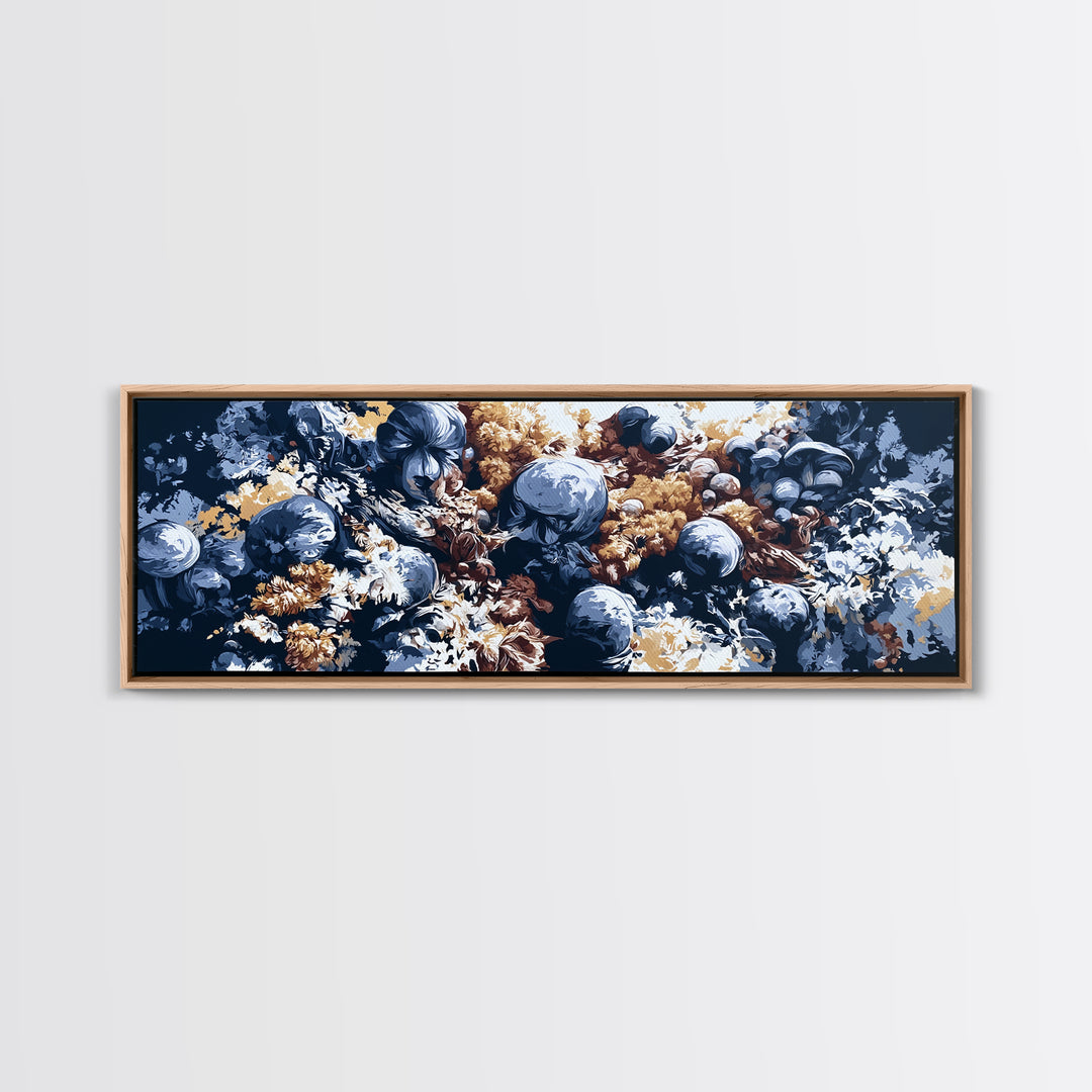 Simple Mushroom and Moss Forest Study Canvas Print, Scandinavian Art, Art, Living Room Decor, Fine Art, Nordic, Abstract Art, SCA-3x1-88