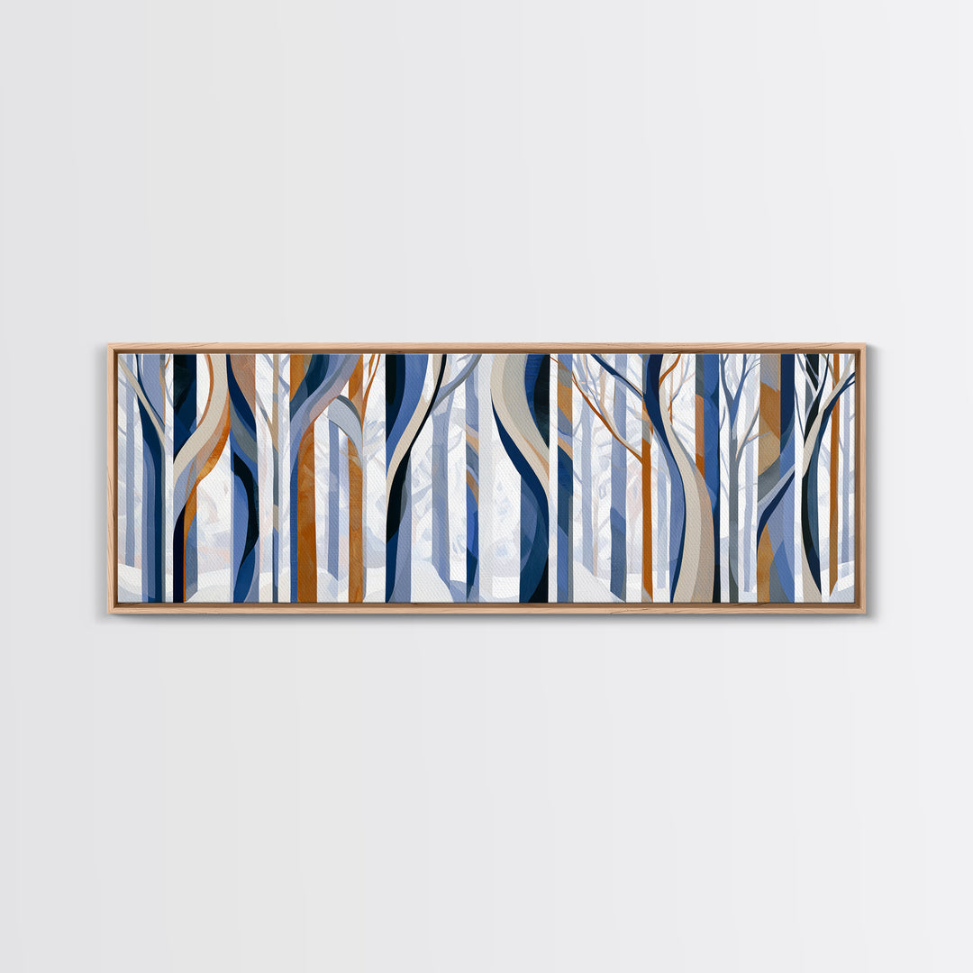 Snowy Nordic Forest Framed Canvas Print, Scandinavian Art, Wall Art, Living Room Decor, Fine Art, Nordic, Large Wall Art, SCA-3x1-89