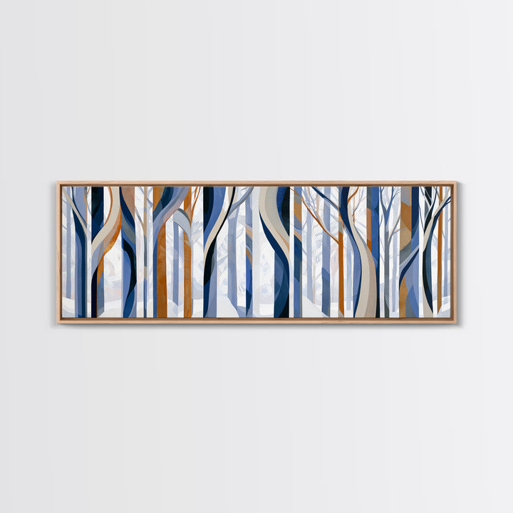 Snowy Nordic Forest Framed Canvas Print, Scandinavian Art, Wall Art, Living Room Decor, Fine Art, Nordic, Large Wall Art, SCA-3x1-89