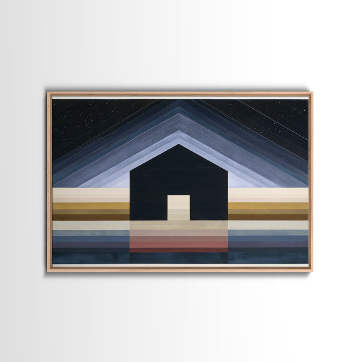 Simple Black House Shape Canvas Print, Scandinavian Art, Art, Living Room Decor, Abstract Art, Nordic, Canvas Art, SCA-3x2-11