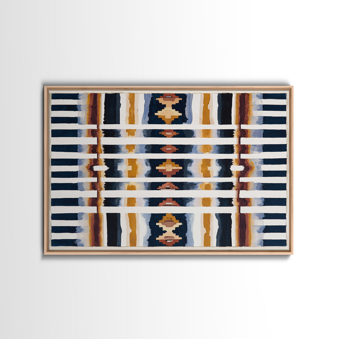 Scandinavian Textile Pattern Framed Canvas Print, Scandinavian Art, Fine Art Print, Living Room Decor, Fine Art, Nordic, SCA-3x2-20