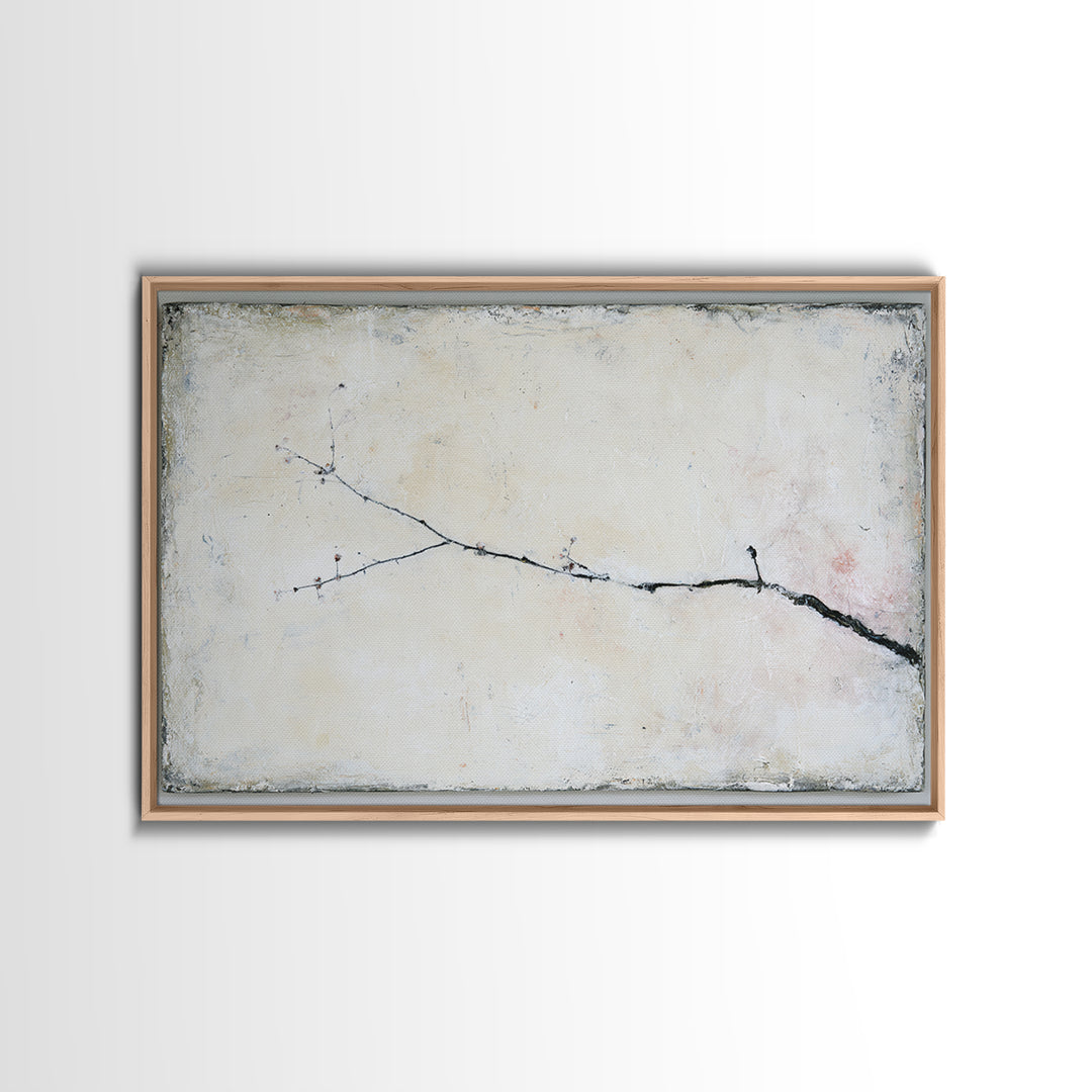 Single Black Branch on Warm White Background Canvas Print, Scandinavian Art, Statement Artwork, Living Room Decor, Nordic, SCA-3x2-24