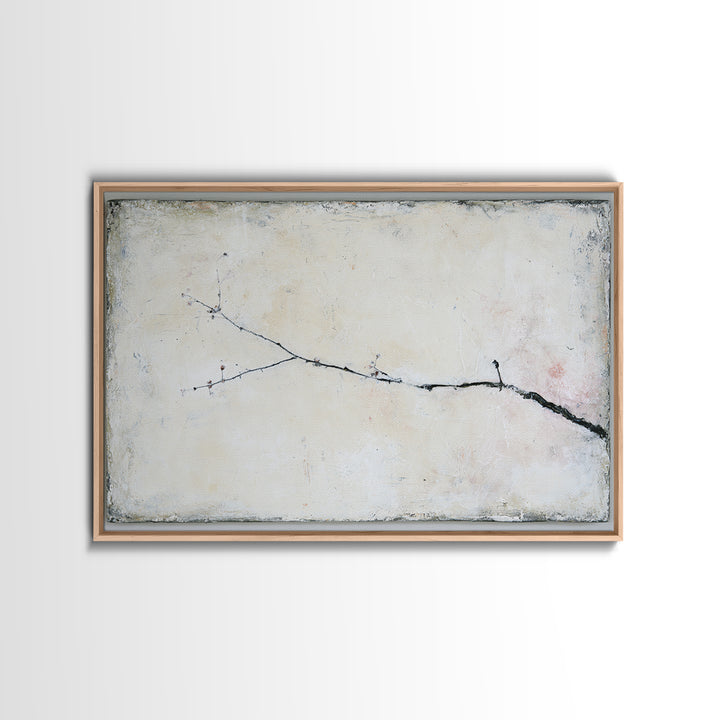 Single Black Branch on Warm White Background Canvas Print, Scandinavian Art, Statement Artwork, Living Room Decor, Nordic, SCA-3x2-24