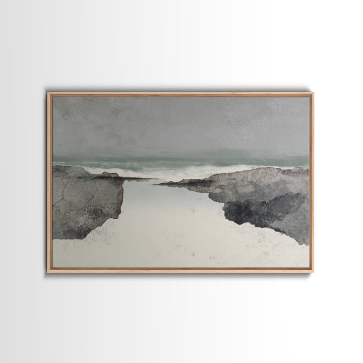 Minimal Fjord Landscape Canvas Print, Scandinavian Art, Floral Wall Art, Living Room Decor, Oil Painting, Nordic, SCA-3x2-30