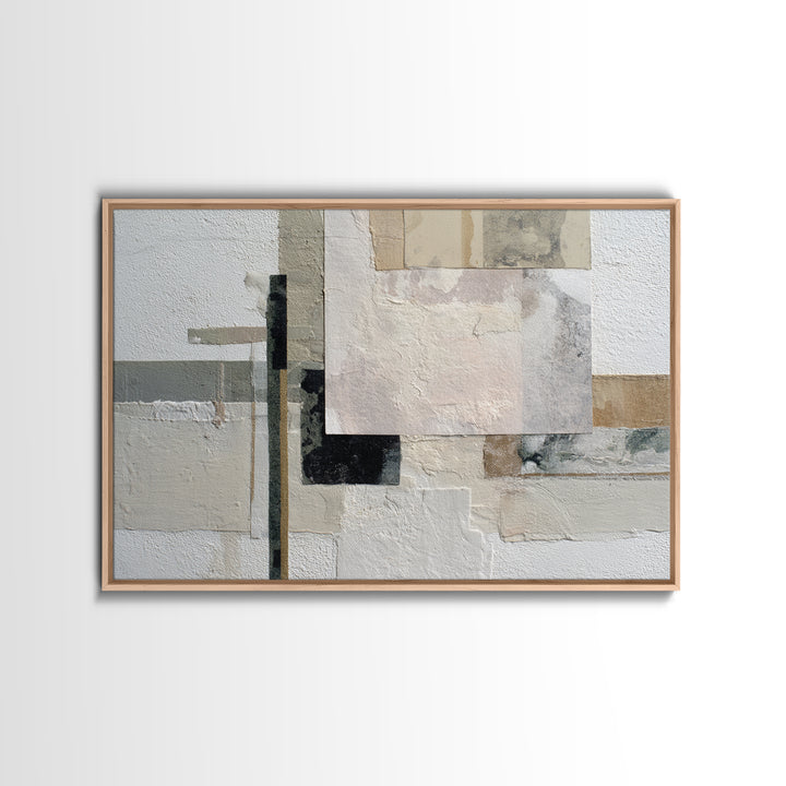 Soft Beige Geometric Abstraction Framed Canvas Print, Scandinavian Art, Wall Decor, Living Room Decor, Abstract Art, Nordic, SCA-3x2-31