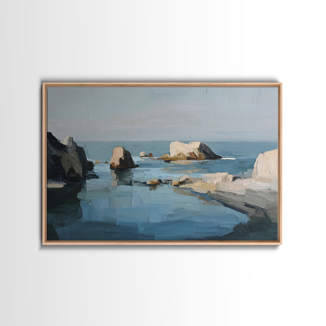 Muted Mountain Layers Framed Canvas Print, Scandinavian Art, Room Decor, Living Room Decor, Nordic, Mid Century Modern, SCA-3x2-36