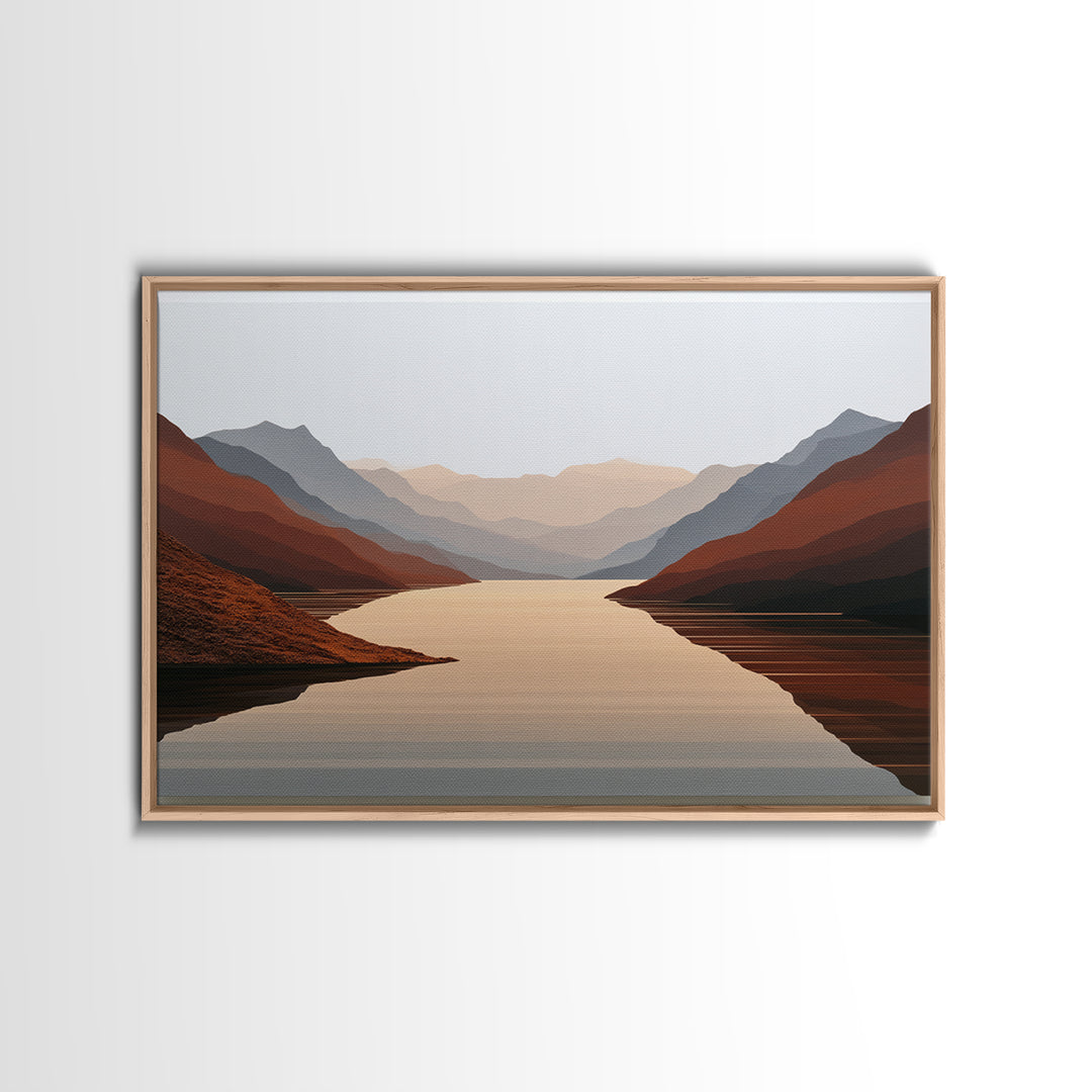 Minimal Fjord Landscape Canvas Print, Scandinavian Art, Floral Wall Art, Living Room Decor, Oil Painting, Nordic, SCA-3x2-54
