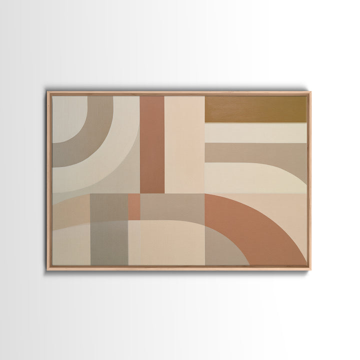 Soft Beige Geometric Abstraction Framed Canvas Print, Scandinavian Art, Modern Wall Art, Living Room Decor, Fine Art, Nordic, SCA-3x2-7