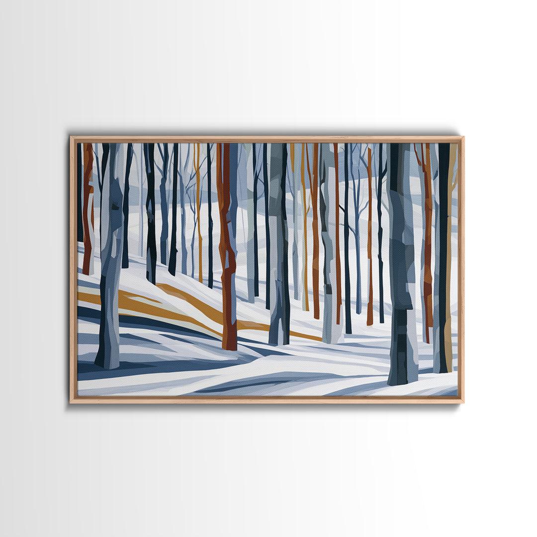 Snowy Nordic Forest Framed Canvas Print, Scandinavian Art, Decor, Living Room Decor, Fine Art, Nordic, Printable Art, SCA-3x2-77