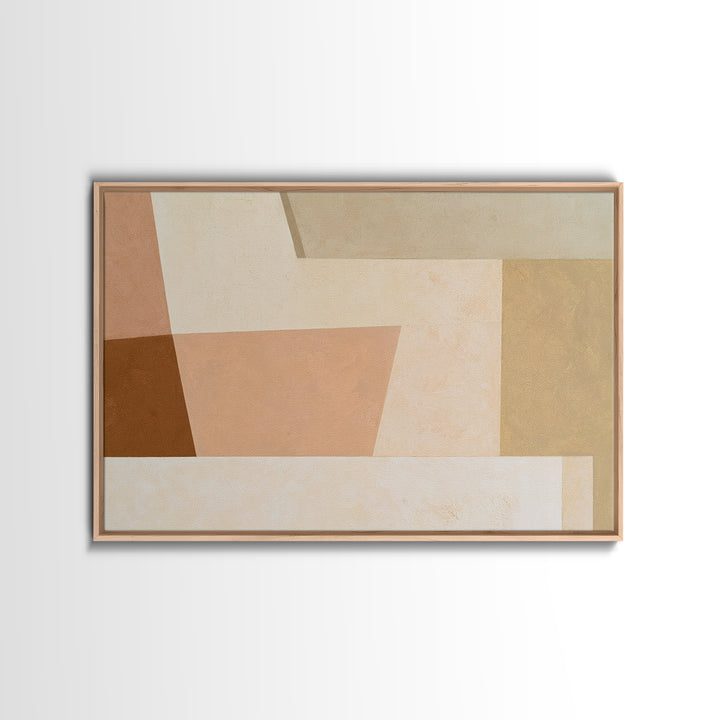 Soft Beige Geometric Abstraction Framed Canvas Print, Scandinavian Art, Living Room Decor, Abstract Art, Nordic, SCA-3x2-79