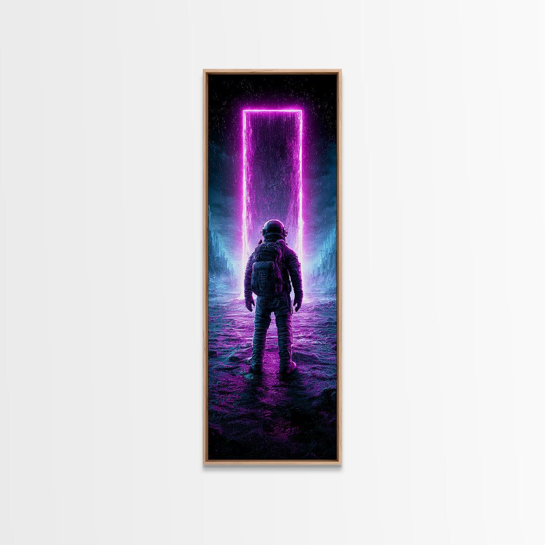 Astronaut Standing Before a Glowing Monolith Canvas Print, Scifi Art, Gallery Decor, Living Room Decor, Fine Art, Orbit, SCI-1x3-38