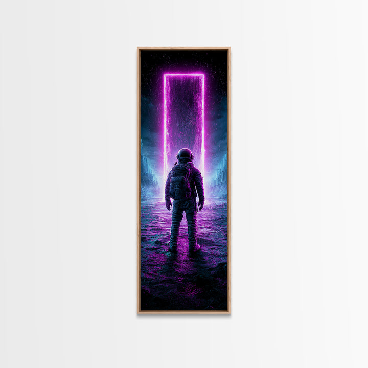 Astronaut Standing Before a Glowing Monolith Canvas Print, Scifi Art, Gallery Decor, Living Room Decor, Fine Art, Orbit, SCI-1x3-38