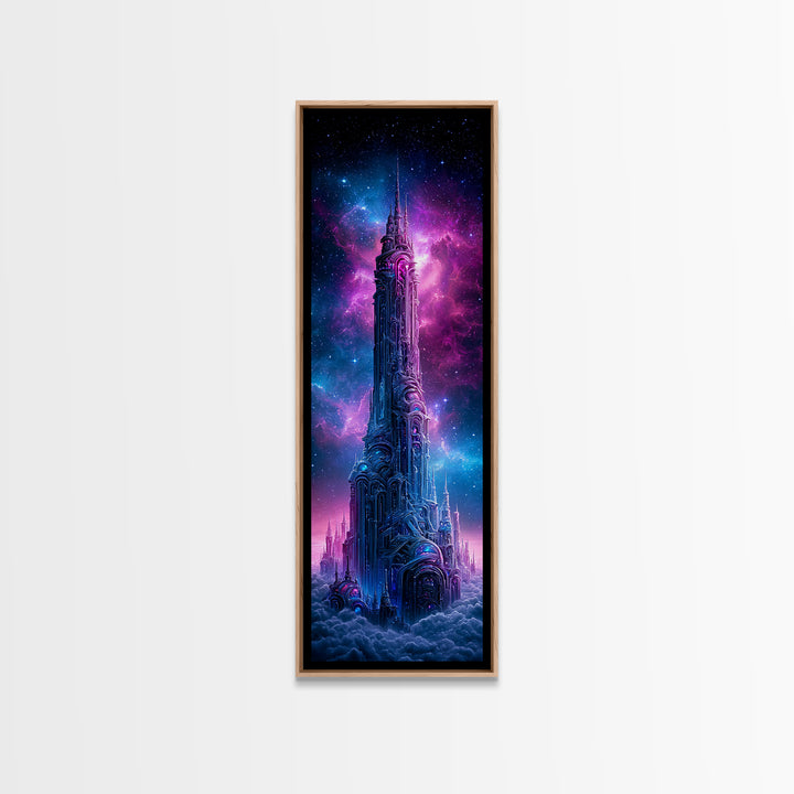 Starship Cockpit View of Nebula Clouds Framed Canvas Print, Scifi Art, Gallery Decor, Living Room Decor, Fine Art, Orbit, SCI-1x3-71
