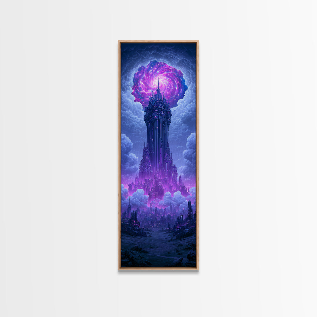 Wormhole Opening over Barren Landscape Canvas Print, Scifi Art, Poster, Living Room Decor, Fine Art, Orbit, Retro Wall Art, SCI-1x3-77