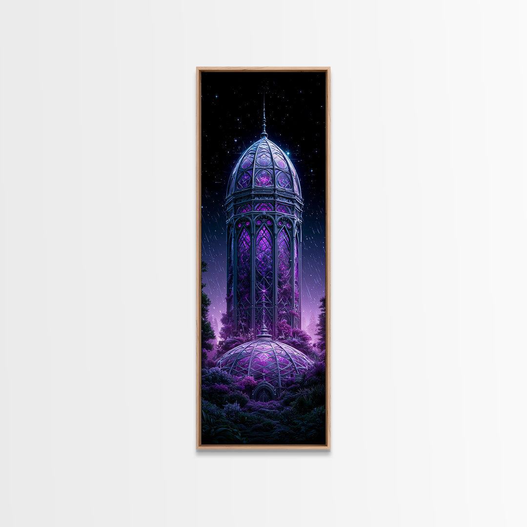 Futuristic Botanical Dome Framed Canvas Print, Scifi Art, Living Room Art, Living Room Decor, Oil Painting, Orbit, Space Poster, SCI-1x3-84