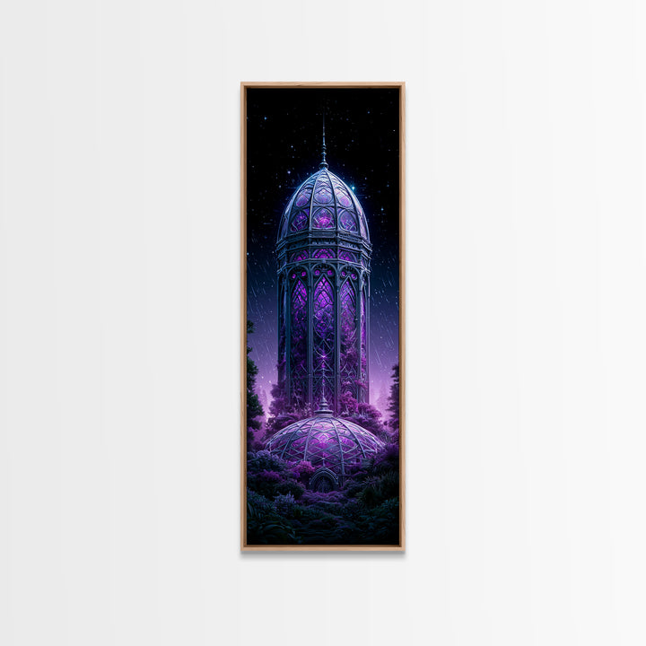 Futuristic Botanical Dome Framed Canvas Print, Scifi Art, Living Room Art, Living Room Decor, Oil Painting, Orbit, Space Poster, SCI-1x3-84
