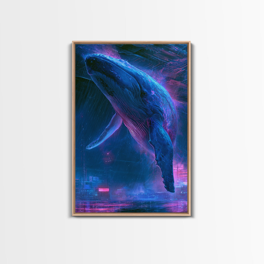 Cosmic Whale Swimming Through Deep Space Canvas Print, Scifi Art, Pop Art, Living Room Decor, Fine Art, Orbit, Gallery Decor, SCI-2x3-96