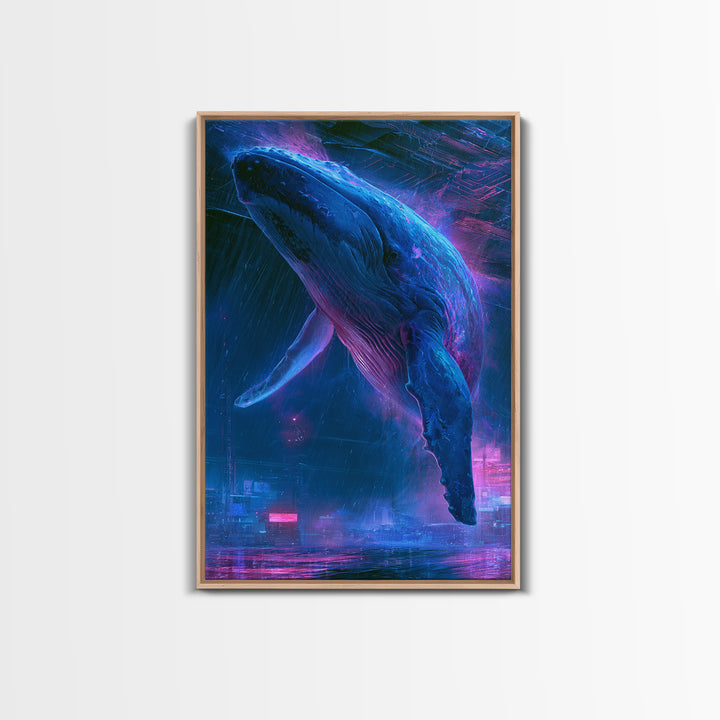 Cosmic Whale Swimming Through Deep Space Canvas Print, Scifi Art, Pop Art, Living Room Decor, Fine Art, Orbit, Gallery Decor, SCI-2x3-96