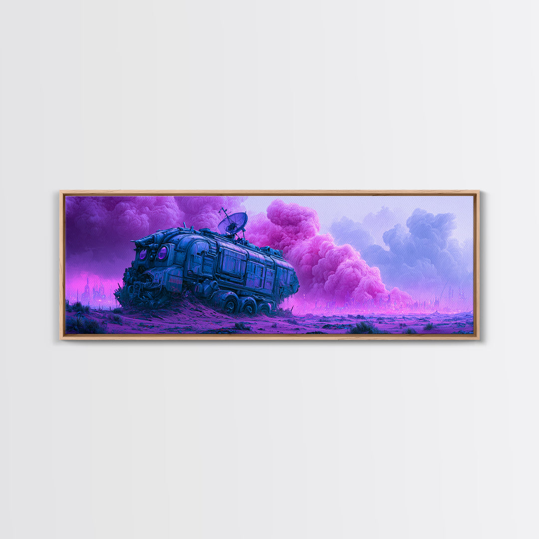 Crashed Satellite in a Desert Storm Canvas Print, Scifi Art, Canvas Wall Art, Living Room Decor, Fine Art, Orbit, SCI-3x1-83