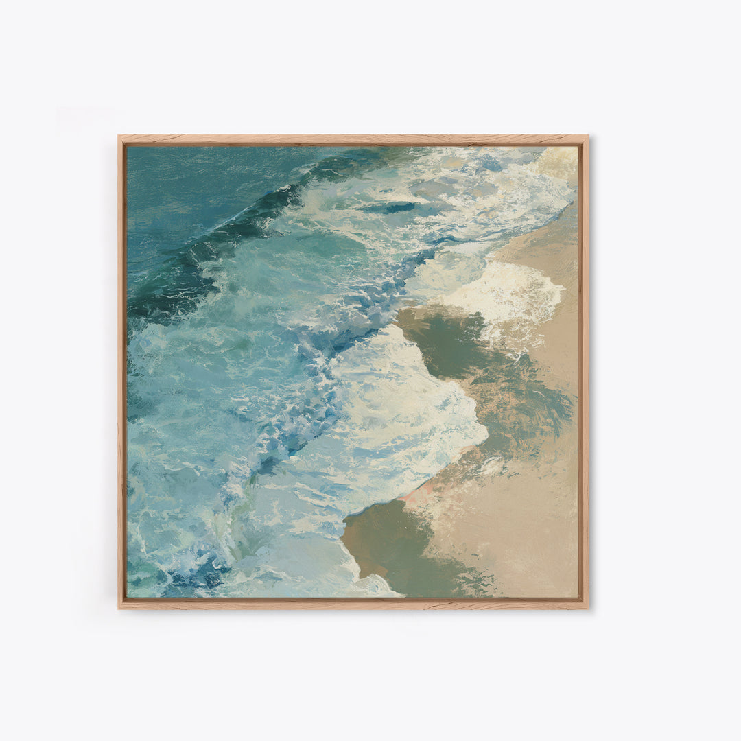 Ocean Foam Patterns from Above Canvas Print, Seascape Art, Large Wall Art, Coastal Decor, Seascape, Watercolor Painting, SEA-1x1-36