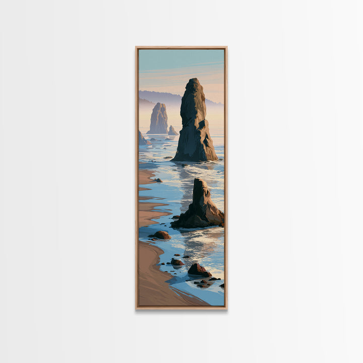 Sea Stack Rocks Canvas Print, Seascape Art, Original Art, Coastal Decor, Oil Painting, Seascape, Living Room Wall Art, SEA-1x3-55