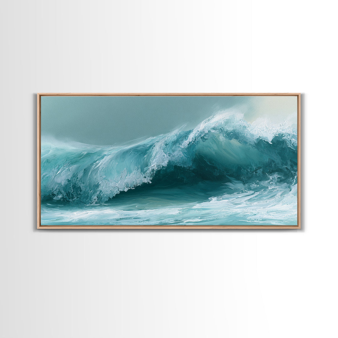 Abstract Wave Curl Framed Canvas Print, Seascape Art, Original Art, Coastal Decor, Fine Art, Seascape, Living Room Wall Art, SEA-2x1-3