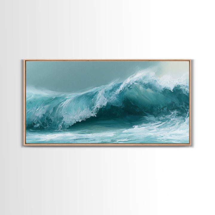 Abstract Wave Curl Framed Canvas Print, Seascape Art, Original Art, Coastal Decor, Fine Art, Seascape, Living Room Wall Art, SEA-2x1-3