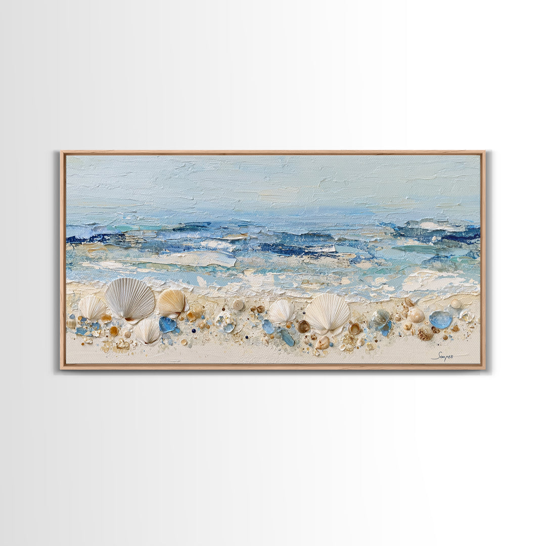 Rocky Tidepool with Reflections Framed Canvas Print, Seascape Art, Nautical Decor, Coastal Decor, Fine Art, Seascape, SEA-2x1-79